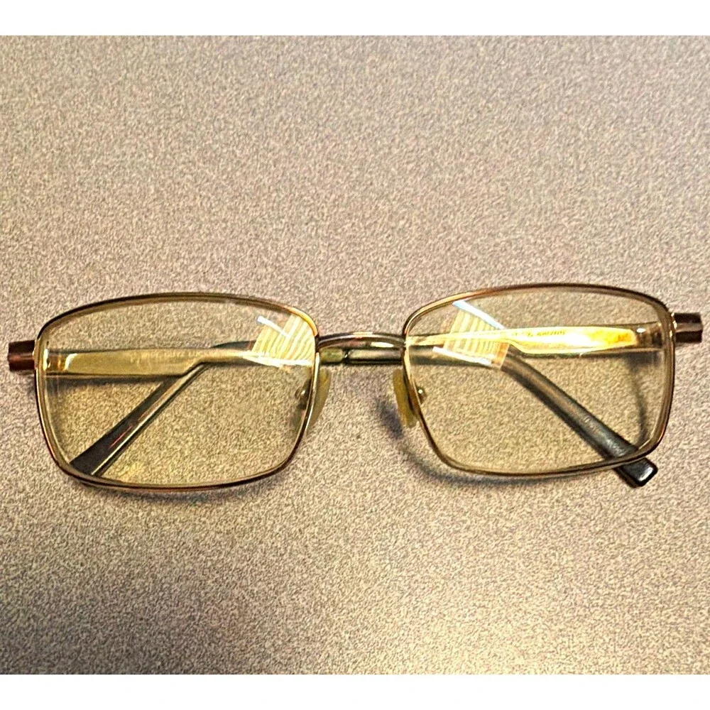Wide Guyz LUCKY Rectangle Metal Eyeglass FRAMES Brown 60-17 150 Full Rim seepics
